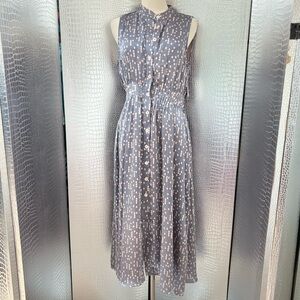 Equipment Purple Pleated Buttoned Midi Dress